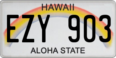 HI license plate EZY903