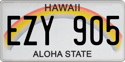 HI license plate EZY905