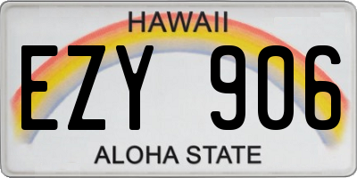 HI license plate EZY906