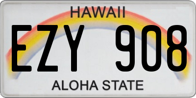 HI license plate EZY908