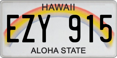 HI license plate EZY915