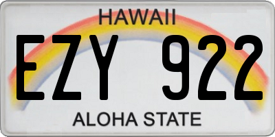 HI license plate EZY922