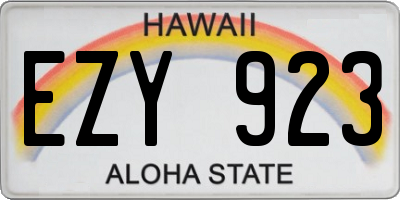 HI license plate EZY923