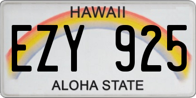 HI license plate EZY925
