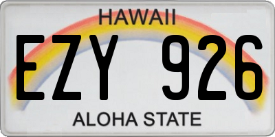 HI license plate EZY926