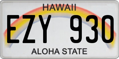 HI license plate EZY930