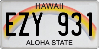 HI license plate EZY931