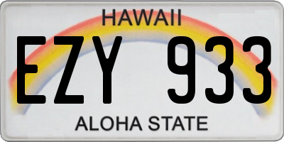 HI license plate EZY933