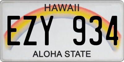 HI license plate EZY934