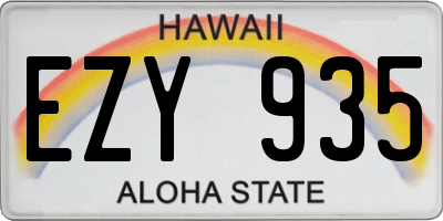 HI license plate EZY935