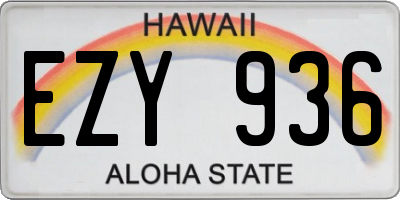 HI license plate EZY936