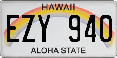 HI license plate EZY940