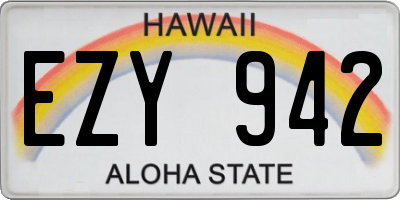 HI license plate EZY942