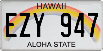 HI license plate EZY947