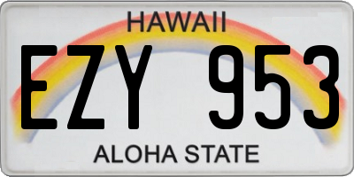 HI license plate EZY953