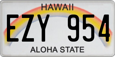 HI license plate EZY954