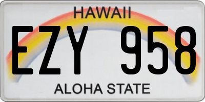 HI license plate EZY958