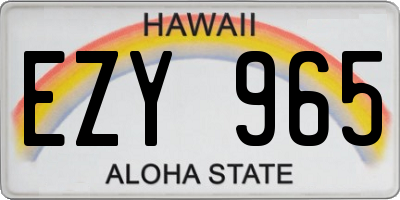 HI license plate EZY965