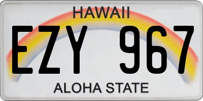 HI license plate EZY967