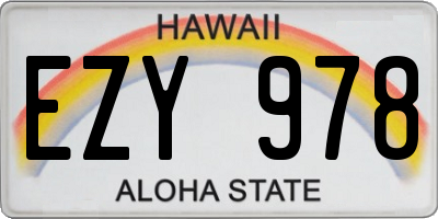 HI license plate EZY978