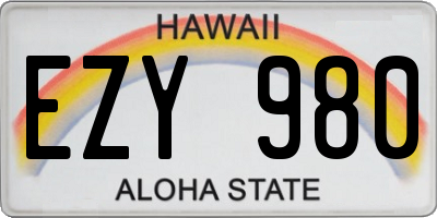 HI license plate EZY980