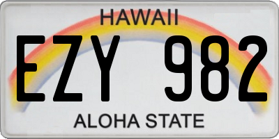 HI license plate EZY982