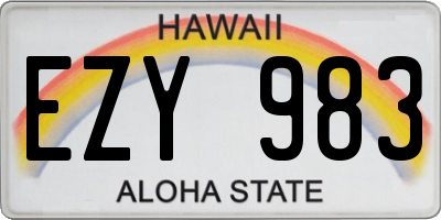HI license plate EZY983