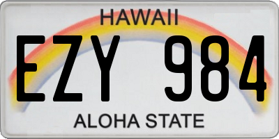 HI license plate EZY984