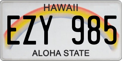 HI license plate EZY985
