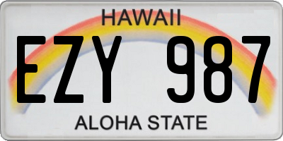 HI license plate EZY987