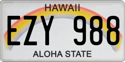 HI license plate EZY988