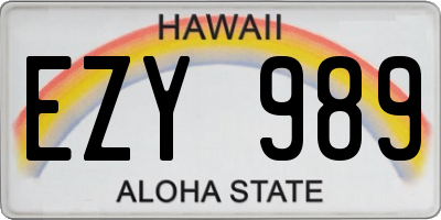 HI license plate EZY989