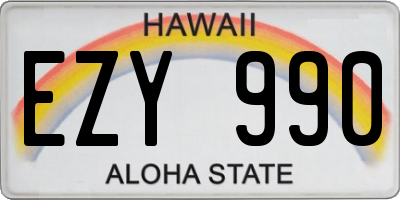 HI license plate EZY990