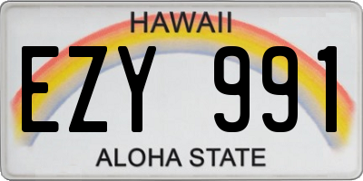 HI license plate EZY991