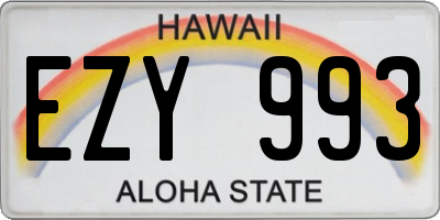 HI license plate EZY993