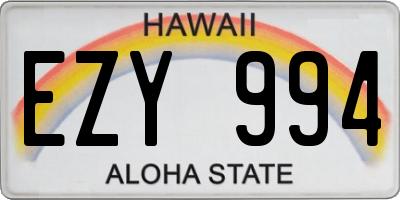 HI license plate EZY994