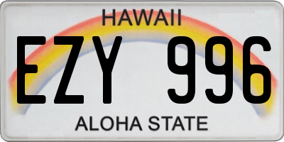 HI license plate EZY996