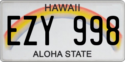HI license plate EZY998