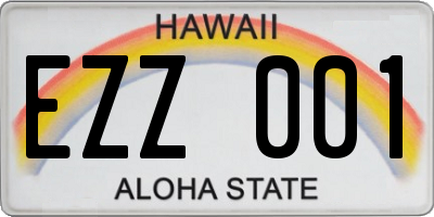 HI license plate EZZ001