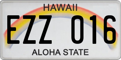 HI license plate EZZ016