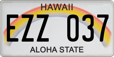 HI license plate EZZ037