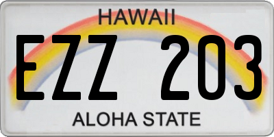 HI license plate EZZ203