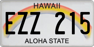 HI license plate EZZ215