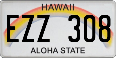HI license plate EZZ308