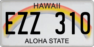 HI license plate EZZ310