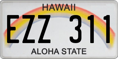 HI license plate EZZ311