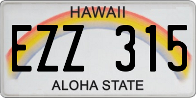 HI license plate EZZ315