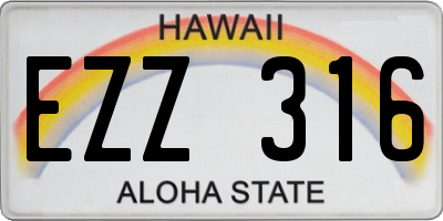 HI license plate EZZ316