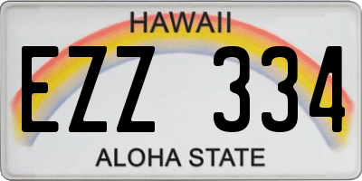 HI license plate EZZ334