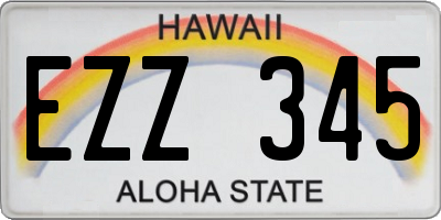 HI license plate EZZ345